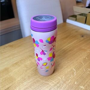 Starbucks peony Floral Travel Mug with Pink Lid from Japan
